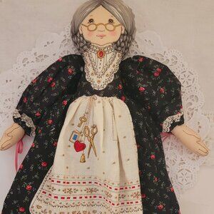 Vintage Lithograph Rag Doll, Soft Imprinted Doll 1940s with Removable Skirt